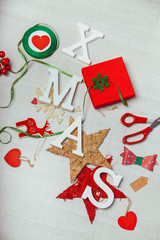 festive material for decorate and wrap Christmas presents