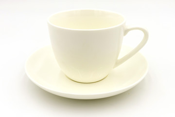 Empty coffee cup on white background
