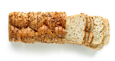 sliced bread on white background