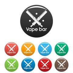 Trendy vape bar icons set 9 color vector isolated on white for any design