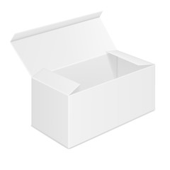 Vector realistic image (mock-up, layout) of an open rectangular paper box, view in perspective. The image was created using gradient mesh. Vector EPS 10.