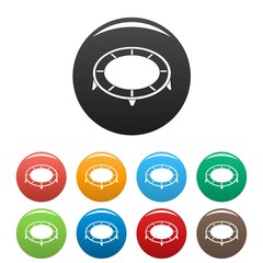 House trampoline icons set 9 color vector isolated on white for any design