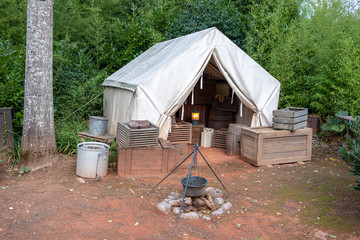 Old tent in the forest