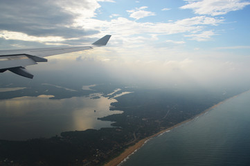 Fototapeta na wymiar wing aircraft over the island of Ceylon