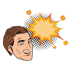 pop art businessman cartoon with speech bubble