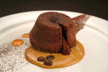 Italian food recipe, little pie with chocolate and coffee cream