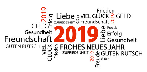 Obraz premium word cloud with new year 2019 greetings