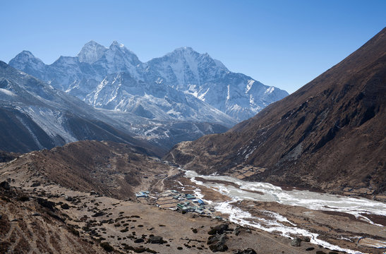 Pangboche village on the way to Everest base camp, Nepal Himalaya