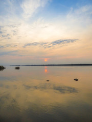Sunset in the Uruguay river, view from Bela Vista neighborhood - Uruguaiana, Brazil