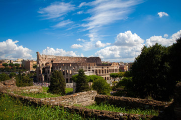 Fototapeta na wymiar ruins of roman forum in rome italy