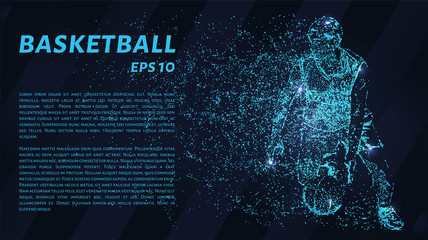 Basketball of the particles. A silhouette of a basketball player consists of circles and points. Vector illustration