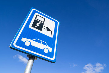 Dutch road sign: electric vehicle charging station