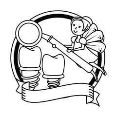 dental care cartoon black and white