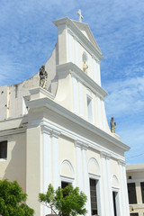 Fototapeta na wymiar Cathedral of San Juan Bautista is a Roman Catholic cathedral in Old San Juan, Puerto Rico. This church is built in 1521 and is the oldest church in the United States.