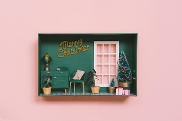 Dollhouse with Christmas decoration