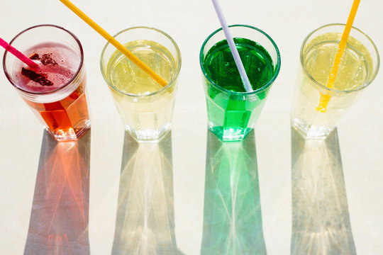 Colourful lemonade drinks