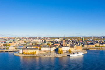 Drone photo over Stockholm Old Town