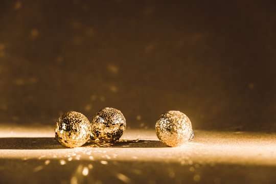 Small golden christmas balls