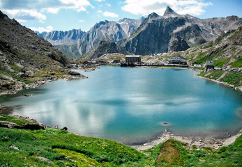 The Lake the Great St Bernard Pass, Switzerland and Italy Border, Alps, Europe