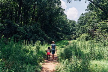 Mother and daughter on a nature hike
