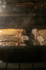 Sobaos pasiegos, traditional cantabrian dessert in oven