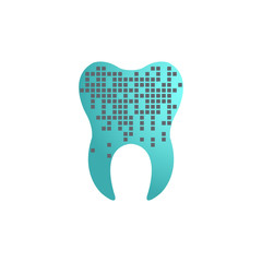 Tooth logo for dental clinic. New Technogy concept.Flat illustration tooth logo icon for  business and web design.Vector Eps10.
