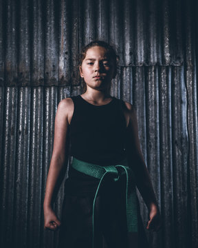 Determined and strong young girl
