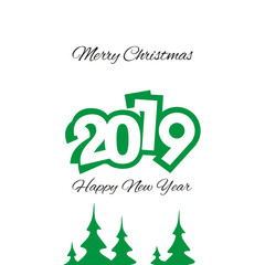 Christmas and New Year 2019 green logo icon vector