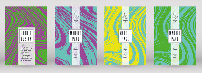 Modern Marble Cover Design for your Business with Abstract Lines. Futuristic Poster, Flyer, Layout with Liquid Pattern for Branding, Identity, Annual Report. Vector minimalistic brochure. Luxury.