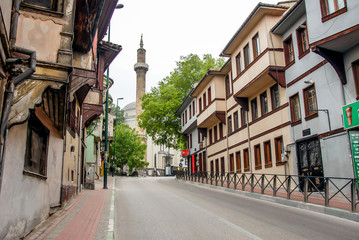 Fototapeta na wymiar Bursa, Turkey, 29 April 2012: Tophane, Historic Mansions