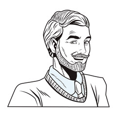 pop art man face in black and white