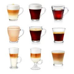 Muurstickers Koffie Set van verschillende soorten koffie
