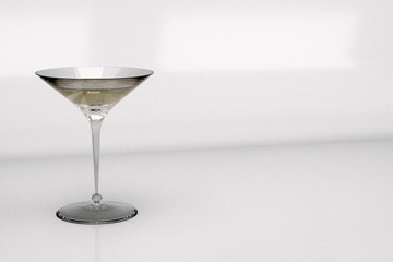 3D render of a glass martini glass on a light matte background