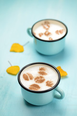 Autumn cappuccino coffee cups
