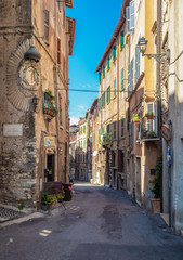 Naklejka premium Tivoli (Italy) - The nice little town on the hill in province of Rome, famous for the historical and touristic site Villa Adriana and Villa d'Este. Here a view of historic center. 