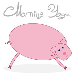 Morning yoga with a pig