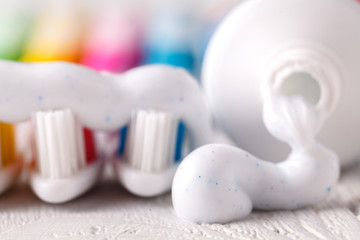 Toothpaste squeezed out from tube