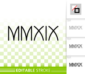 2019 simple black line happy new year vector icon