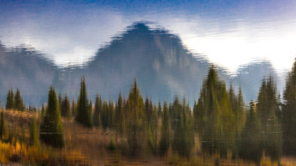 Impressionistic pine trees at Molas Lake, South of Silverton, Route 550, Colorado