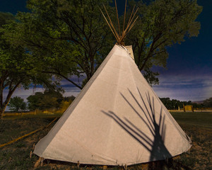 Moonlight on Indian Tepee at Ute Indian Museum, Montrose, Colorado