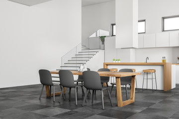 White kitchen and dining room corner