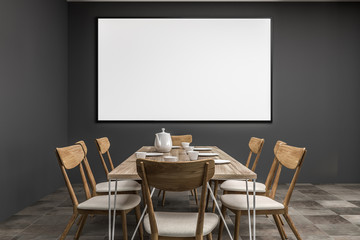 Gray dining room interior, poster