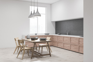 Fototapeta premium White and gray kitchen corner