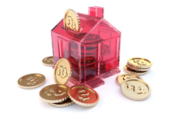 house piggy bank for investment red