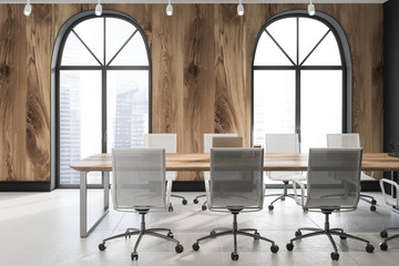 Wooden arched meeting room