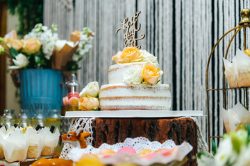 Desserts in an outdoors wedding