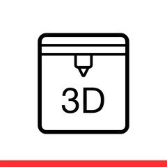 3D printer icon, vector illustration