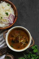 Chettinad Mutton Lamb curry served with rice