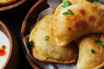 Homemade Potato cheese Pierogi  / Perogies close up