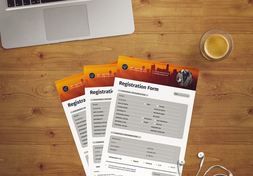 Registration Form Layout with Yellow Accents